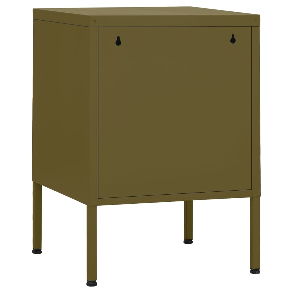 vidaXL Table de chevet vert olive 35x35x51 cm acier