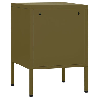 vidaXL Table de chevet vert olive 35x35x51 cm acier