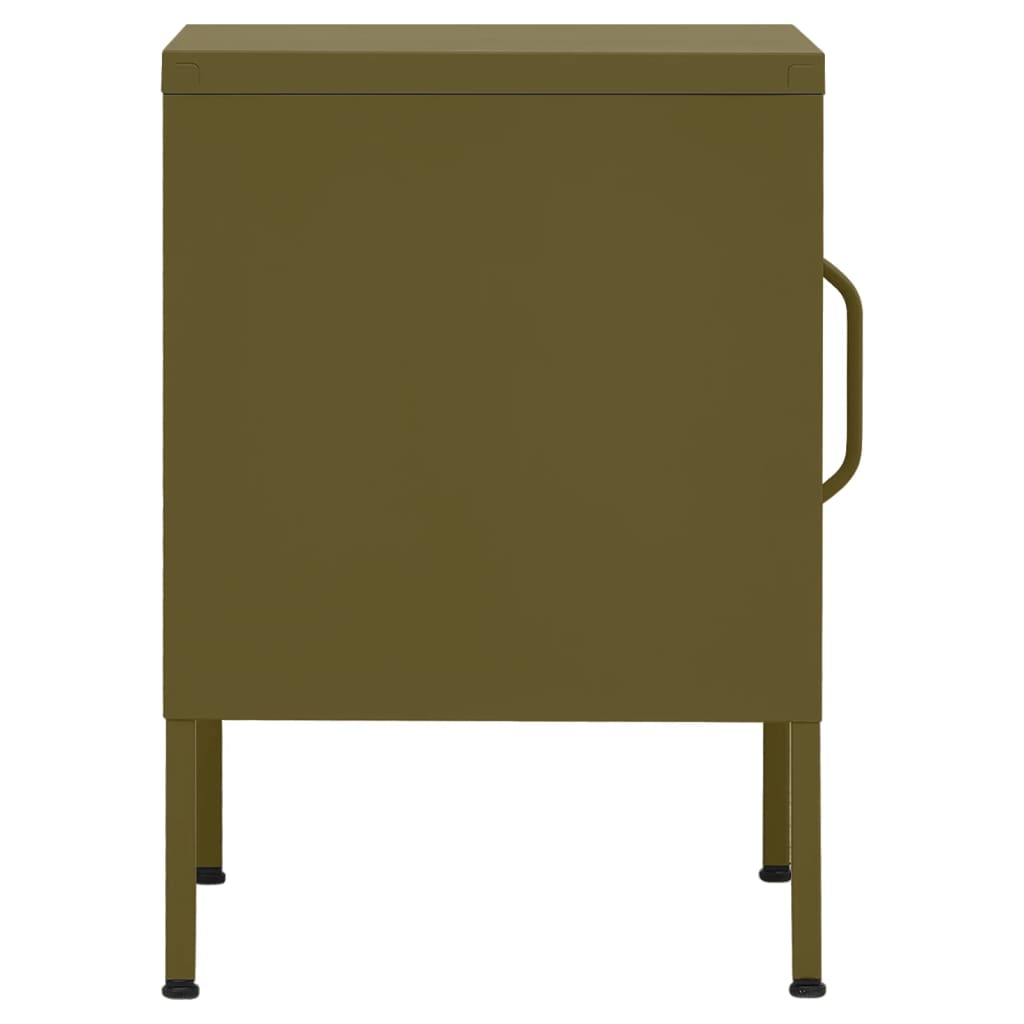vidaXL Table de chevet vert olive 35x35x51 cm acier