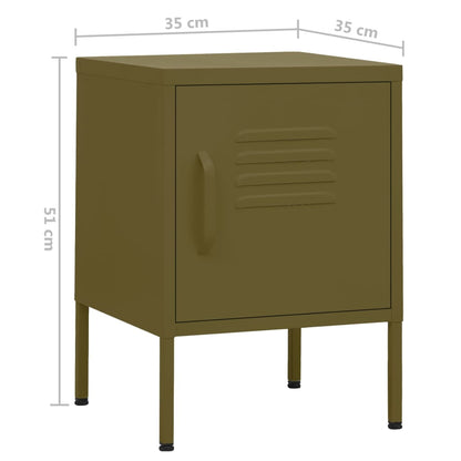 vidaXL Table de chevet vert olive 35x35x51 cm acier