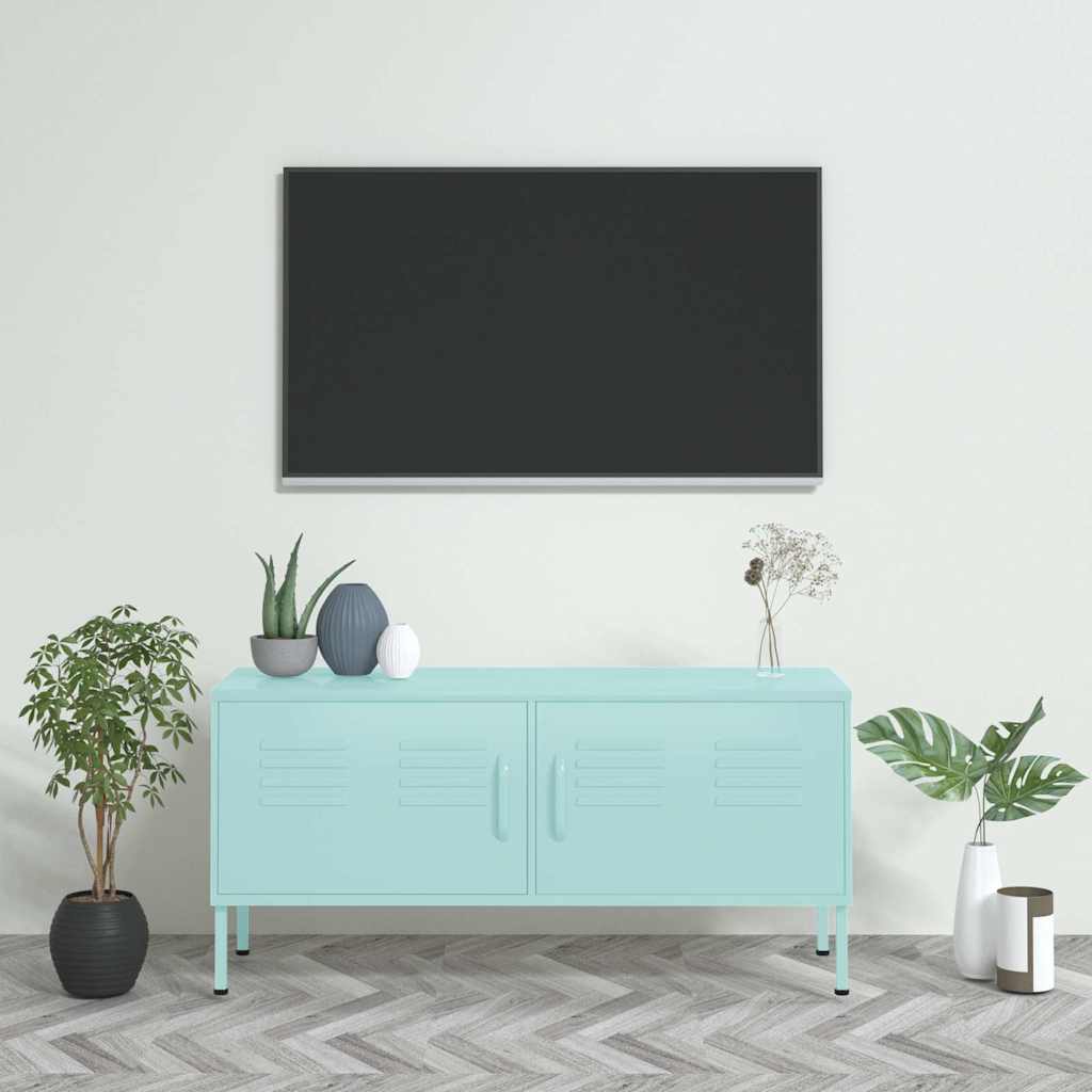 Meuble TV vidaXL vert menthe 105x35x50 cm acier