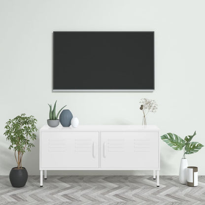 vidaXL TV-Schrank Weiß 105x35x50 cm Stahl