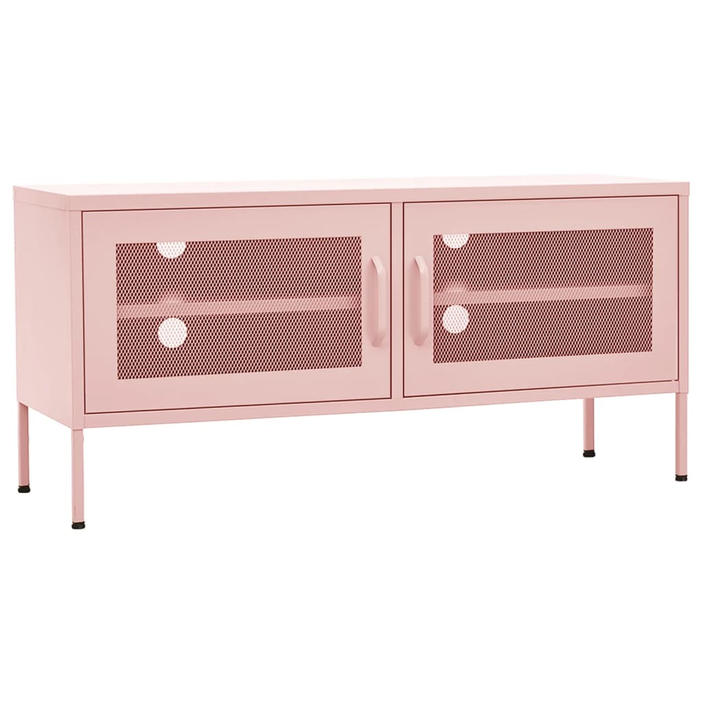 vidaXL Meuble TV rose 105x35x50 cm acier