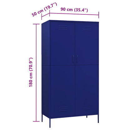 Kleiderschrank Marineblau 90x50x180 cm Stahl