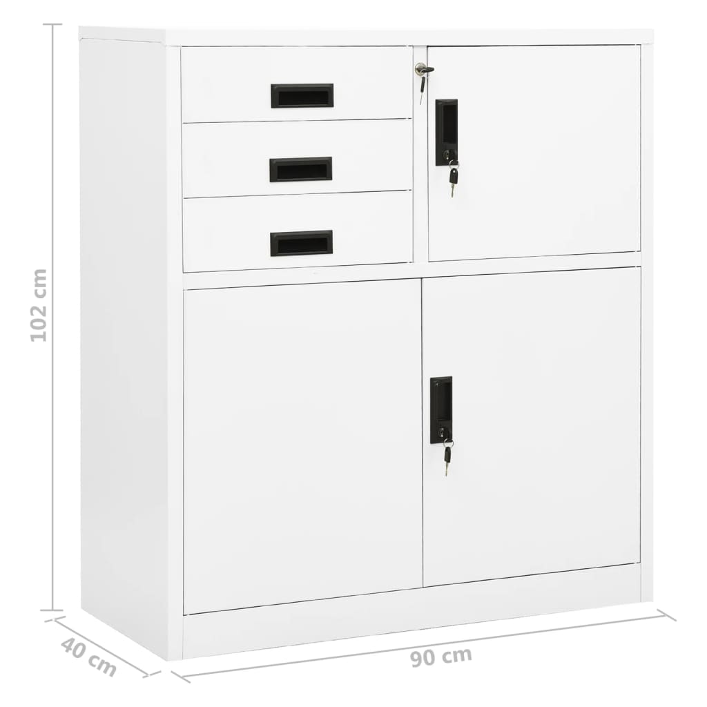 vidaXL Büroschrank Weiß 90x40x102 cm Stahl