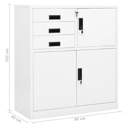 vidaXL Büroschrank Weiß 90x40x102 cm Stahl