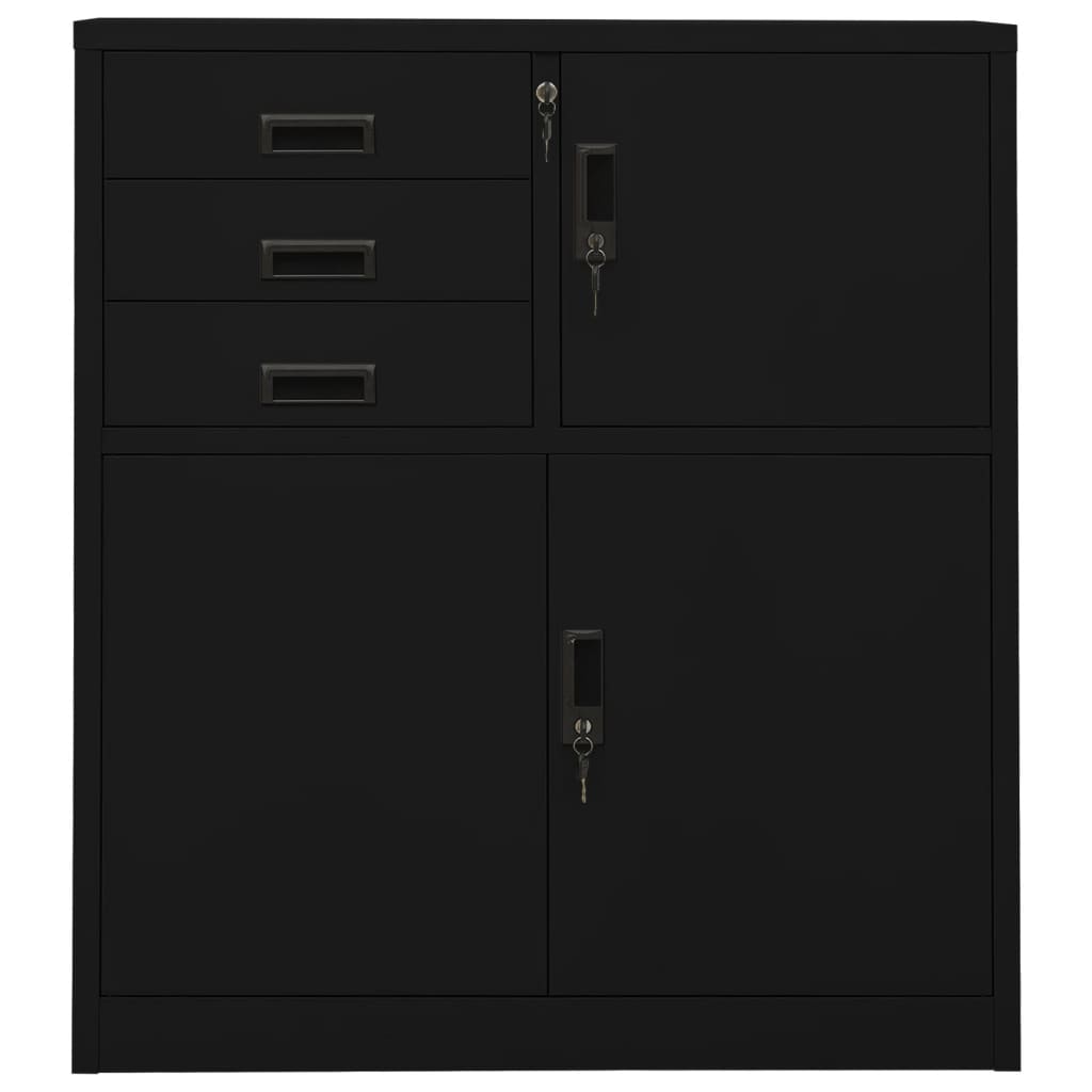 vidaXL Büroschrank Schwarz 90x40x102 cm Stahl