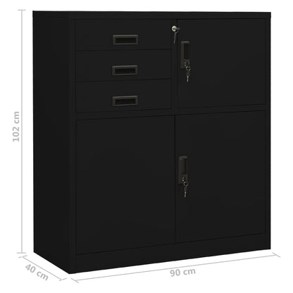 vidaXL Büroschrank Schwarz 90x40x102 cm Stahl
