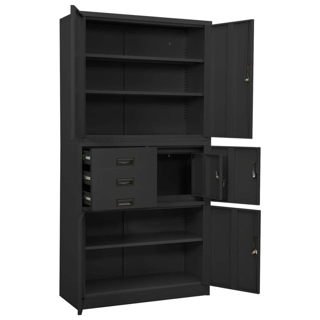 vidaXL Büroschrank Anthrazit 90x40x180 cm Stahl