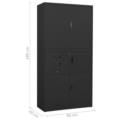 vidaXL Büroschrank Anthrazit 90x40x180 cm Stahl