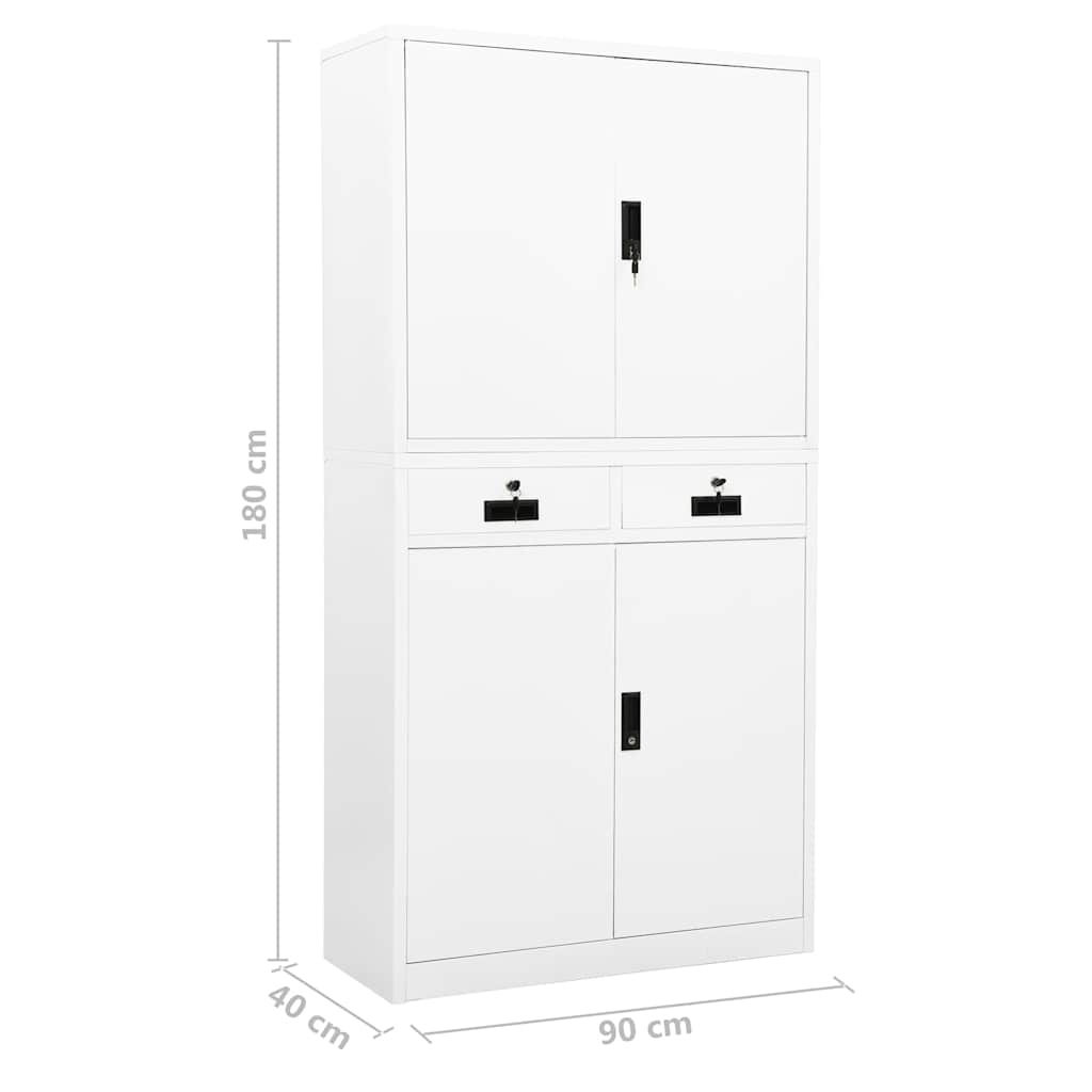 vidaXL Büroschrank Weiß 90x40x180 cm Stahl