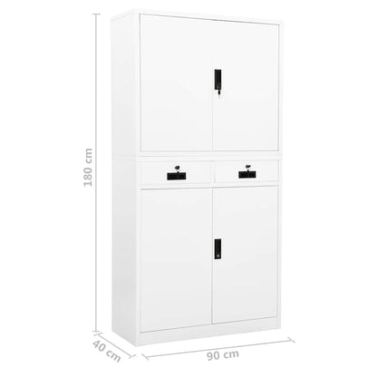 vidaXL Büroschrank Weiß 90x40x180 cm Stahl