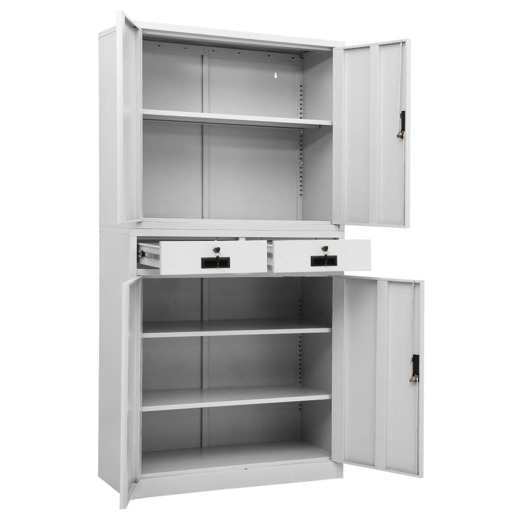 vidaXL Büroschrank Hellgrau 90x40x180 cm Stahl
