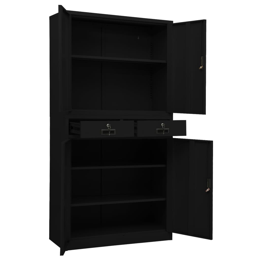 vidaXL Büroschrank Schwarz 90x40x180 cm Stahl