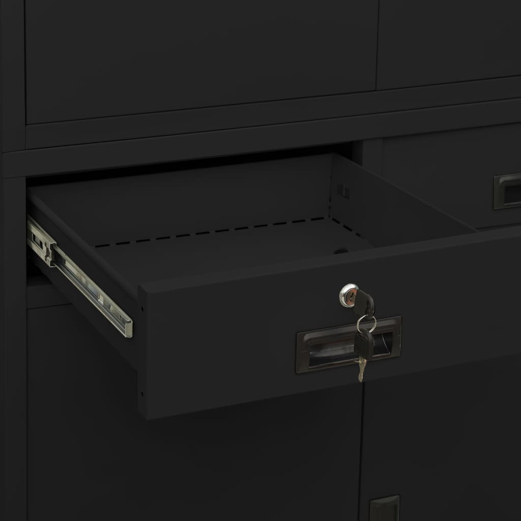 vidaXL Büroschrank Schwarz 90x40x180 cm Stahl