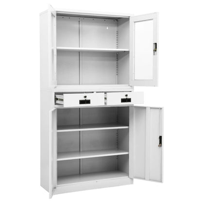 vidaXL Büroschrank Weiß 90x40x180 cm Stahl und Hartglas