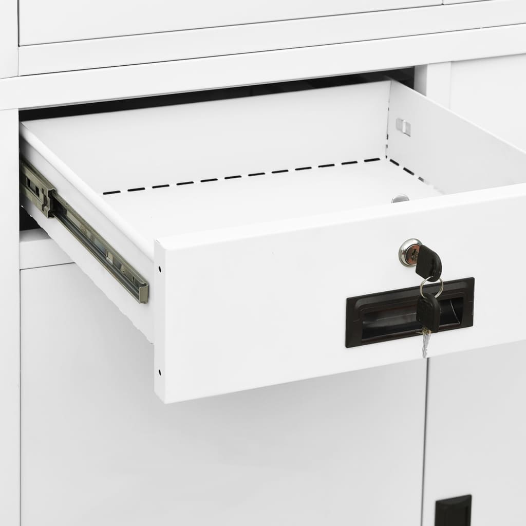 vidaXL Büroschrank Weiß 90x40x180 cm Stahl und Hartglas