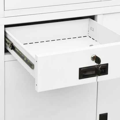 vidaXL Büroschrank Weiß 90x40x180 cm Stahl und Hartglas