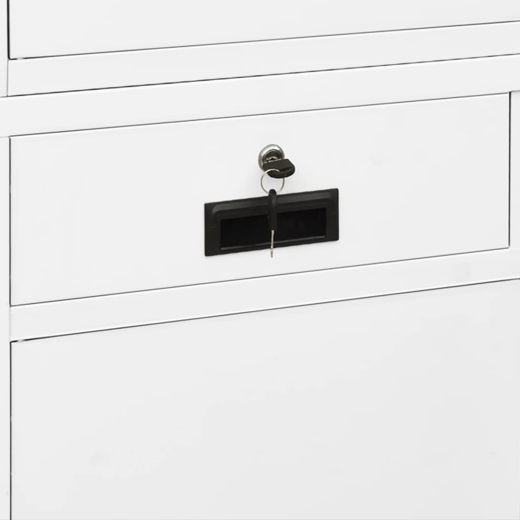 vidaXL Büroschrank Weiß 90x40x180 cm Stahl und Hartglas
