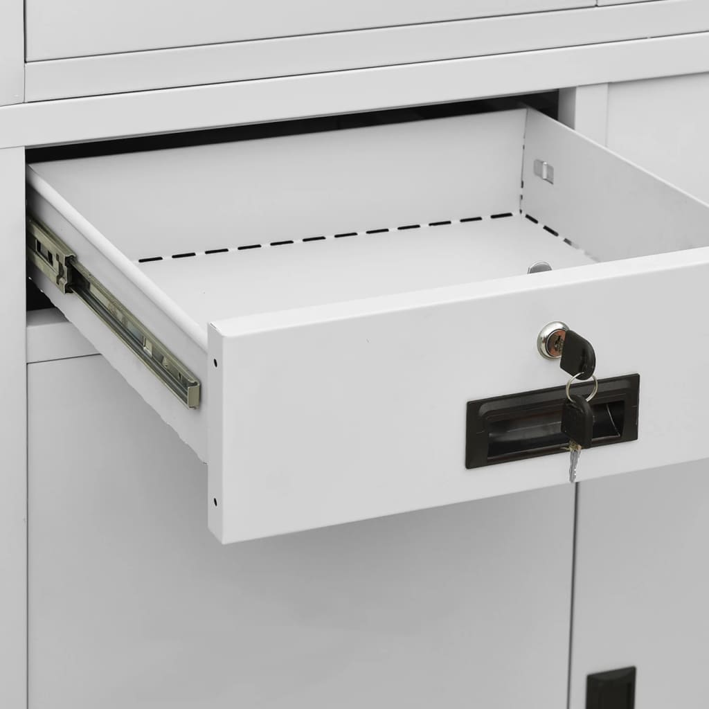 vidaXL Büroschrank Hellgrau 90x40x180 cm Stahl und Gehärtetes Glas