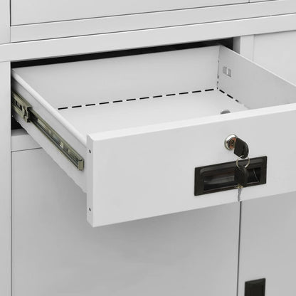 vidaXL Büroschrank Hellgrau 90x40x180 cm Stahl und Gehärtetes Glas