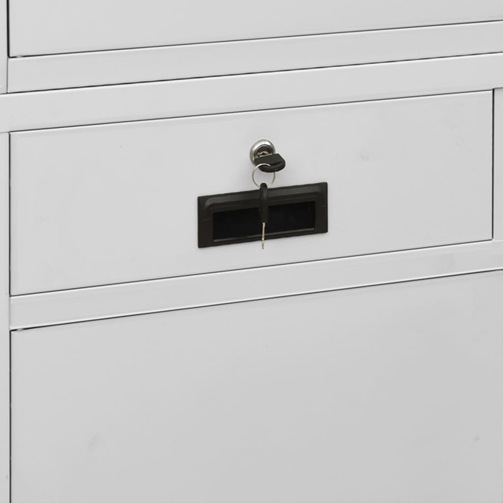 vidaXL Büroschrank Hellgrau 90x40x180 cm Stahl und Gehärtetes Glas