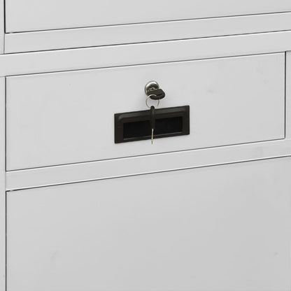 vidaXL Büroschrank Hellgrau 90x40x180 cm Stahl und Gehärtetes Glas