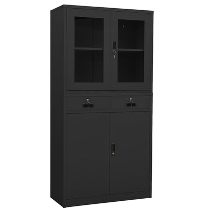 vidaXL Armoire de bureau anthracite 90x40x180 cm acier verre trempé