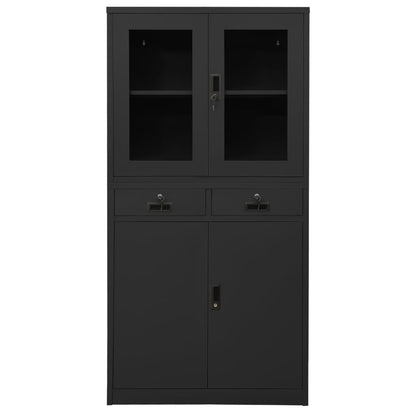 vidaXL Armoire de bureau anthracite 90x40x180 cm acier verre trempé
