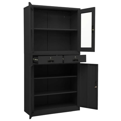 vidaXL Armoire de bureau anthracite 90x40x180 cm acier verre trempé