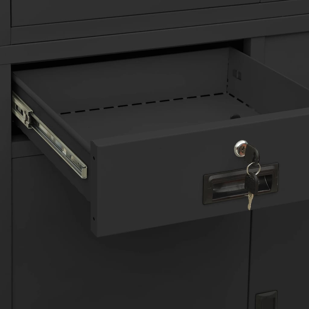 vidaXL Armoire de bureau anthracite 90x40x180 cm acier verre trempé