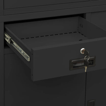 vidaXL Armoire de bureau anthracite 90x40x180 cm acier verre trempé