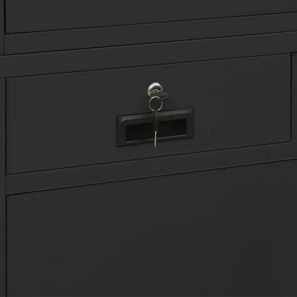 vidaXL Armoire de bureau anthracite 90x40x180 cm acier verre trempé