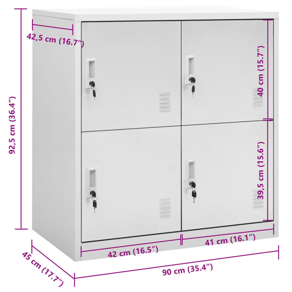 vidaXL Schließfachschrank Hellgrau 90x45x92,5 cm Stahl