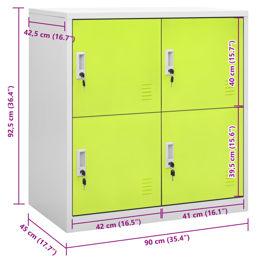 vidaXL Schließfachschrank Hellgrau und Grün 90x45x92,5 cm Stahl