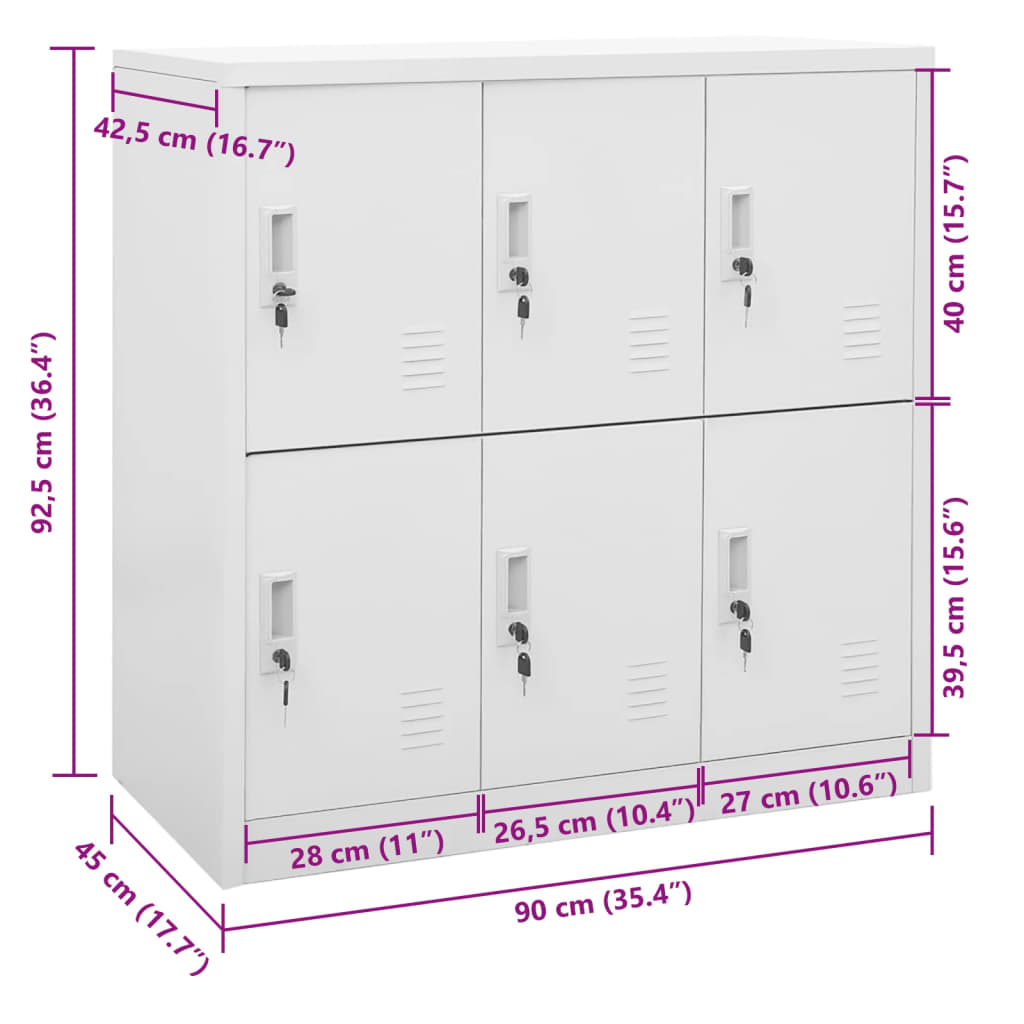 vidaXL Schließfachschrank Hellgrau 90x45x92,5 cm Stahl