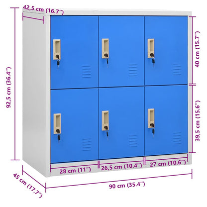 vidaXL Schließfachschrank Hellgrau und Blau 90x45x92,5 cm Stahl