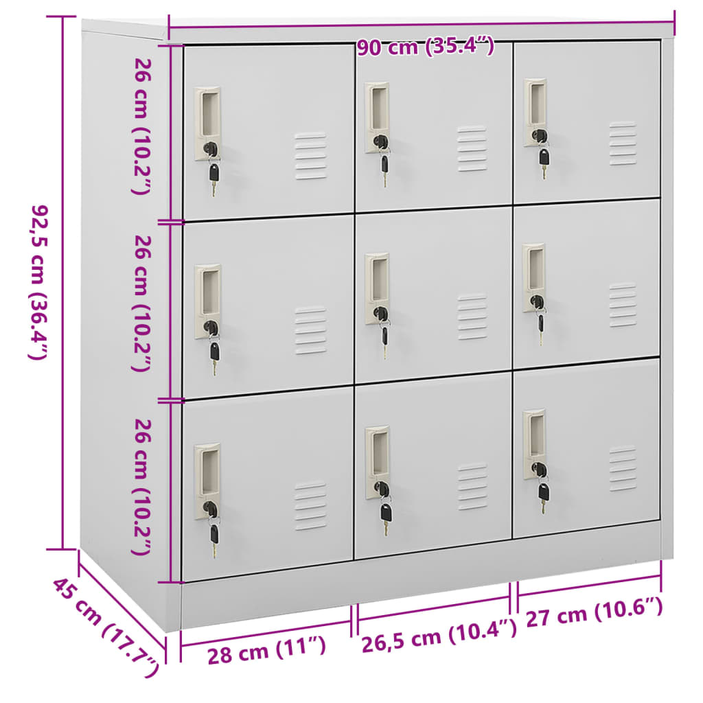 vidaXL Schließfachschrank Hellgrau 90x45x92,5 cm Stahl