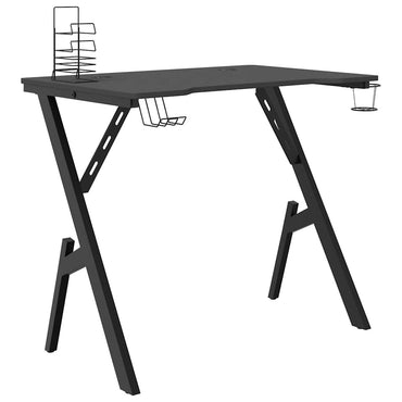 vidaXL Gaming-Schreibtisch mit Y-Gestell Schwarz 90x60x75 cm