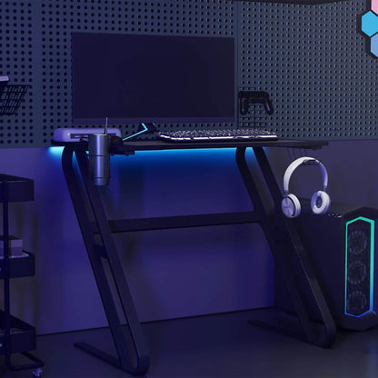 vidaXL Bureau de jeu avec pieds en Z Noir et rouge 90x60x75 cm