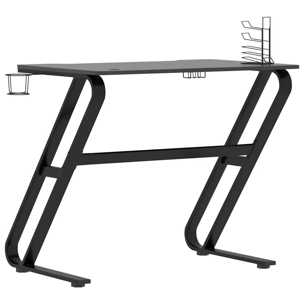 vidaXL Bureau de jeu avec pieds en Z Noir et rouge 90x60x75 cm