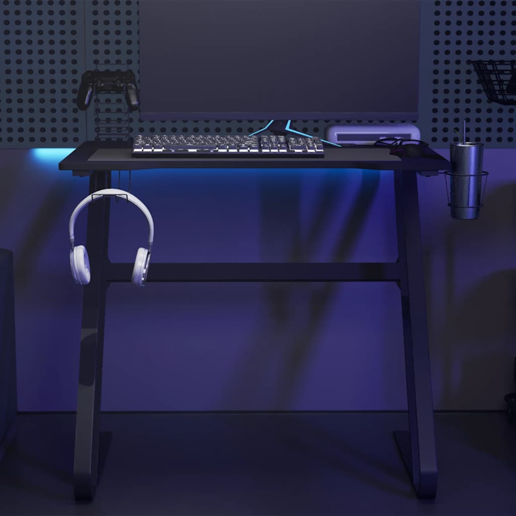 vidaXL Bureau de jeu avec pieds en Z Noir et rouge 90x60x75 cm