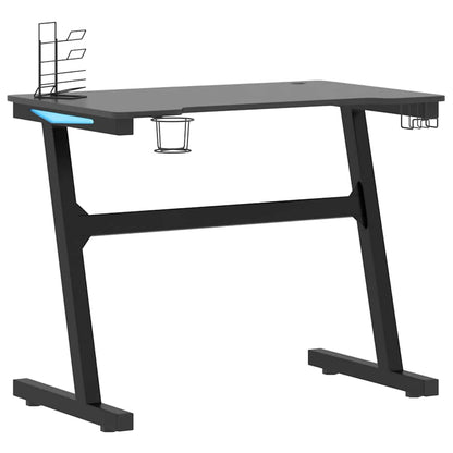 vidaXL Gaming-Schreibtisch mit LED und Z-Gestell Schwarz 90x60x75 cm
