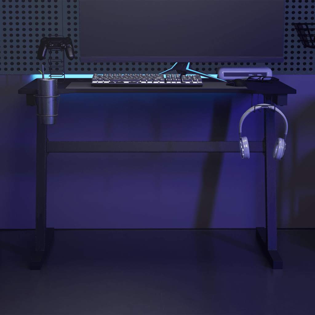 vidaXL Gaming-Schreibtisch mit LED und Z-Gestell Schwarz 110x60x75 cm