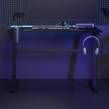 vidaXL Gaming-Schreibtisch mit LED und Z-Gestell Schwarz 110x60x75 cm
