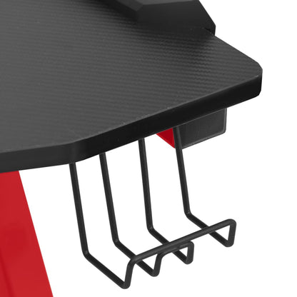 vidaXL Gaming-Schreibtisch mit LED Y-Gestell Schwarz Rot 110x60x75 cm