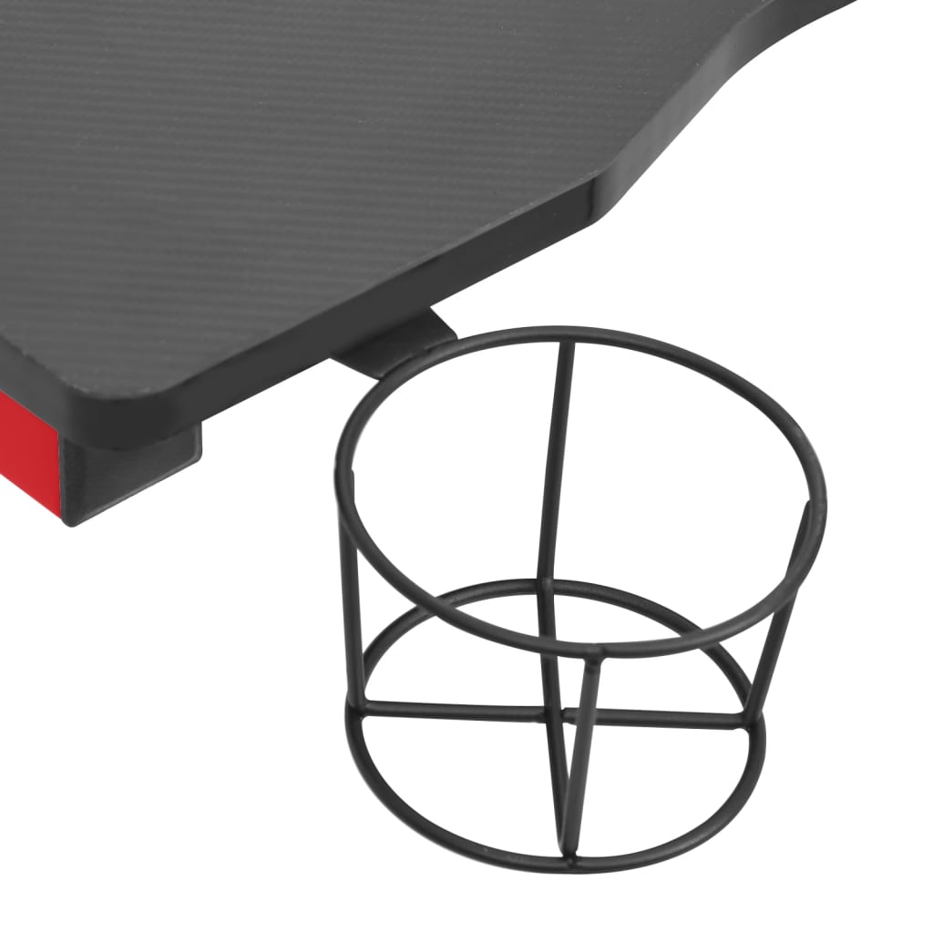 vidaXL Gaming-Schreibtisch mit LED Y-Gestell Schwarz Rot 110x60x75 cm