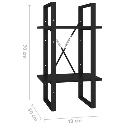 vidaXL Bücherregal 2 Fächer Schwarz 40x30x70 cm Holzwerkstoff