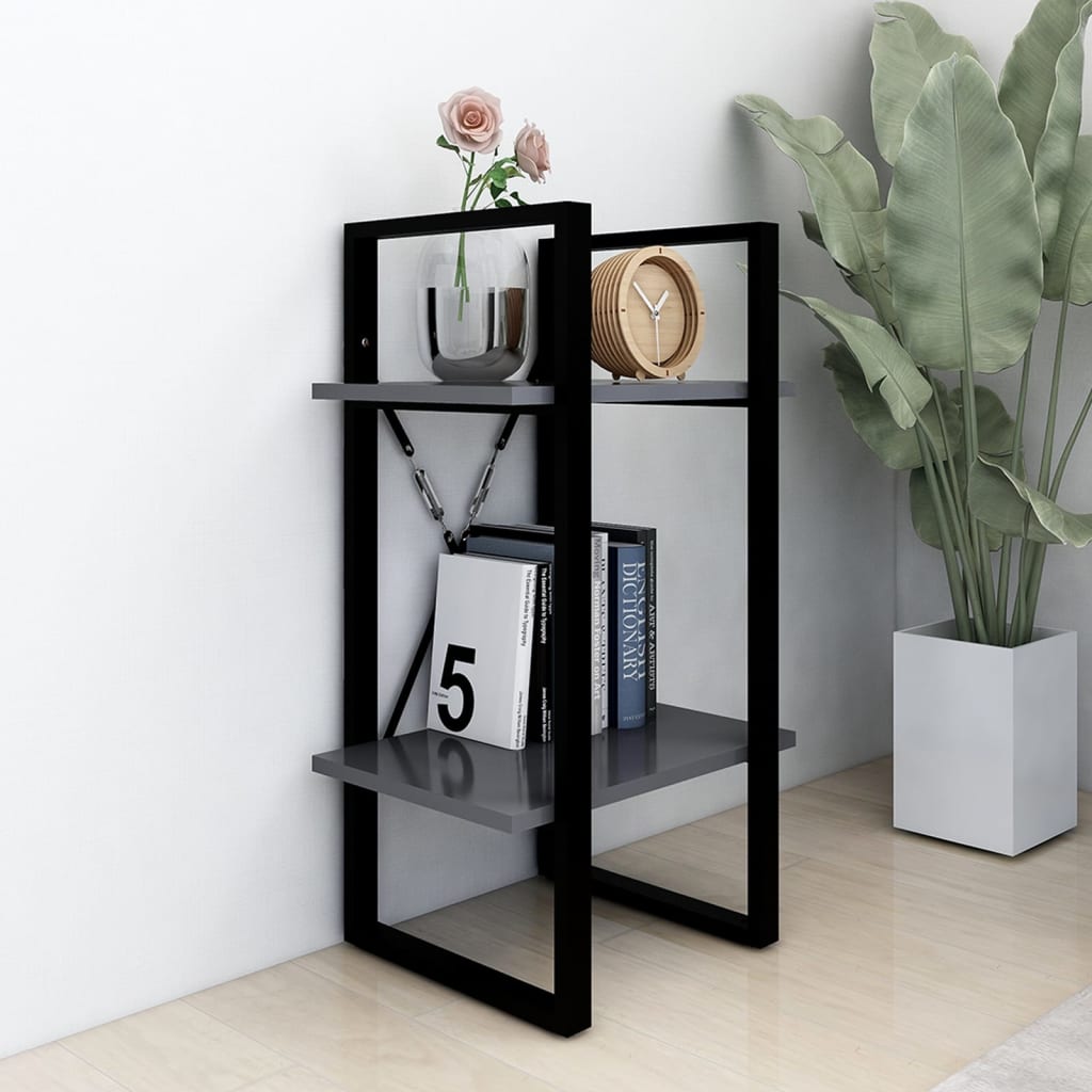 vidaXL Bücherregal 2 Fächer Grau 40x30x70 cm Holzwerkstoff