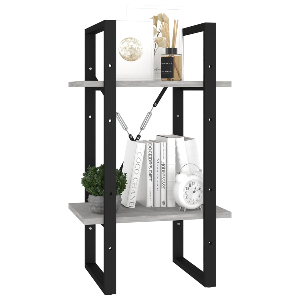 vidaXL Bücherregal 2 Fächer Betongrau 40x30x70 cm Holzwerkstoff